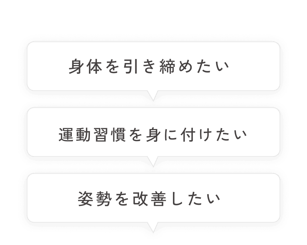 身体を引き締めたい。姿勢を改善したい。運動習慣を身に着けたい